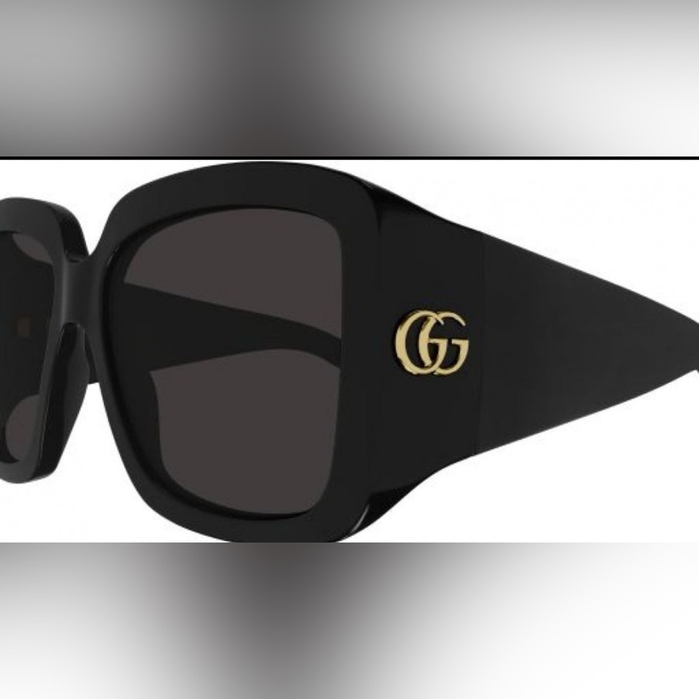 Gucci GG1402S Oversized Square Sunglasses Black Gold GG Logo + Plush Case Coa - Picture 2 of 9
